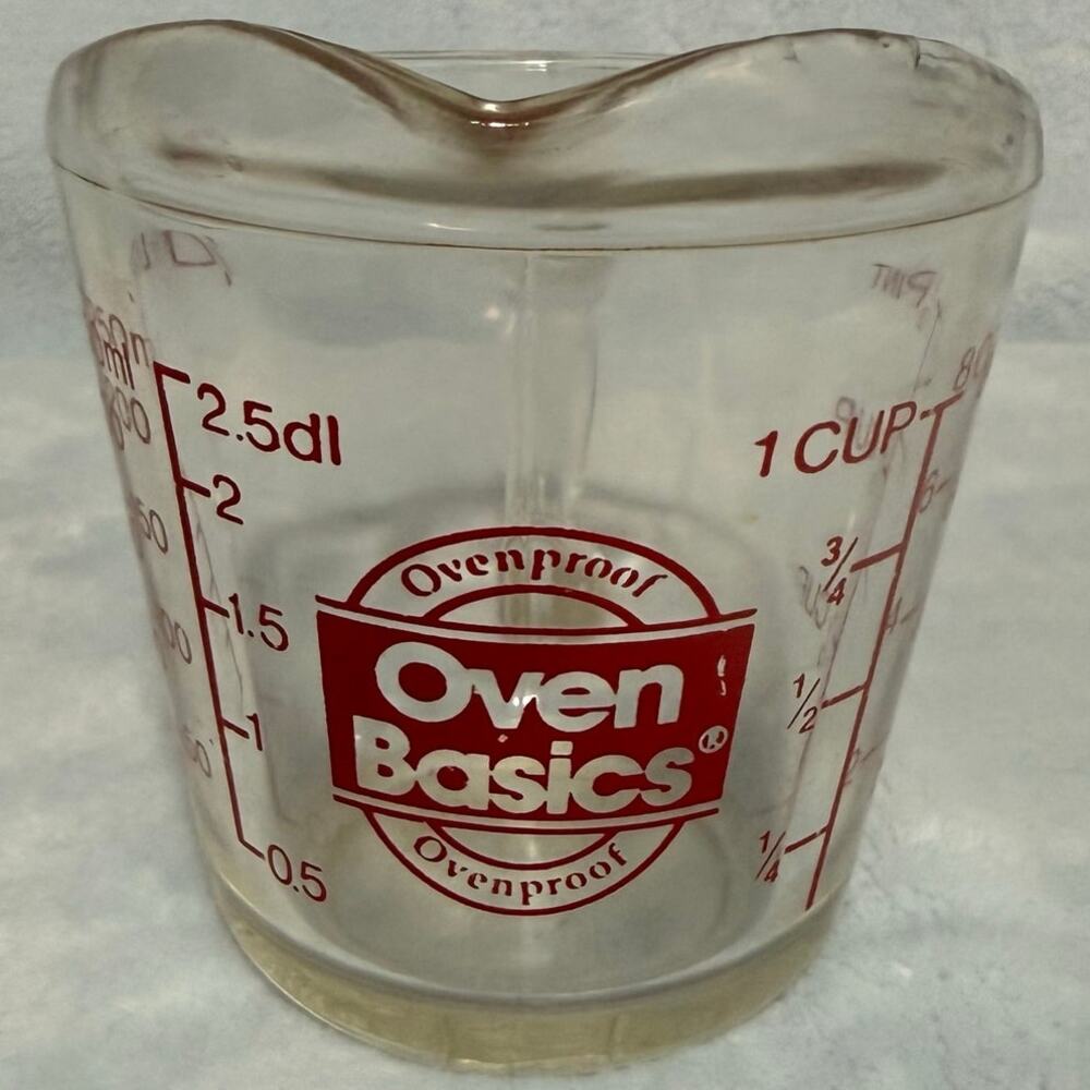 Vintage Fire-King Oven Basics 1 Cup Glass Measuring Cup Anchor Hocking